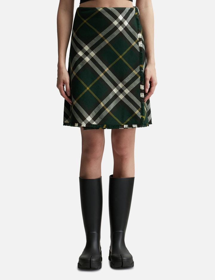 Shop Burberry Check Wool Kilt In Multicolor