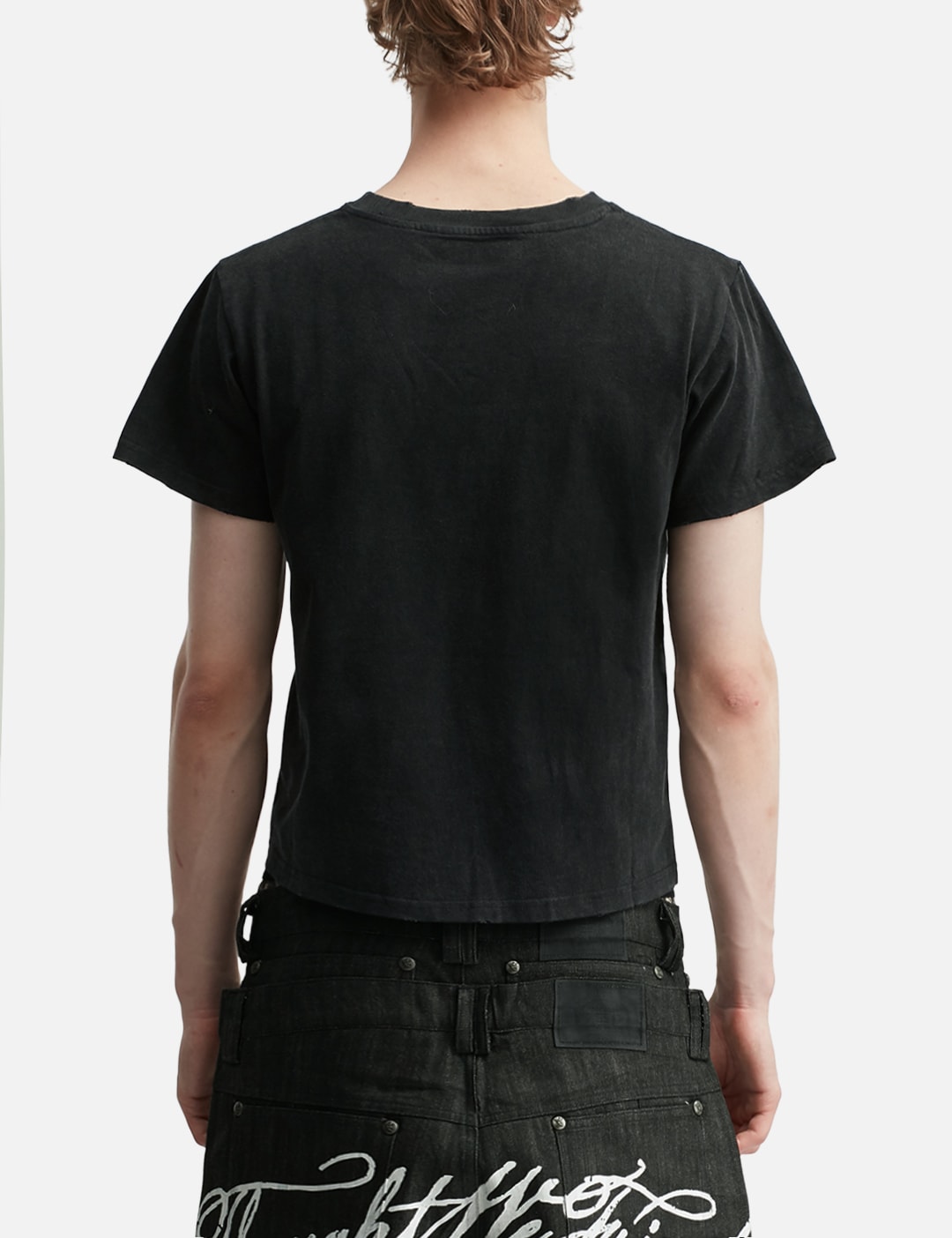 "Sera" Cursive Fitted T-Shirt In Washed Black view 19
