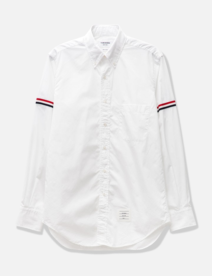 Thom Browne Oxford Button-down Shirt With Rwb Armbands In White
