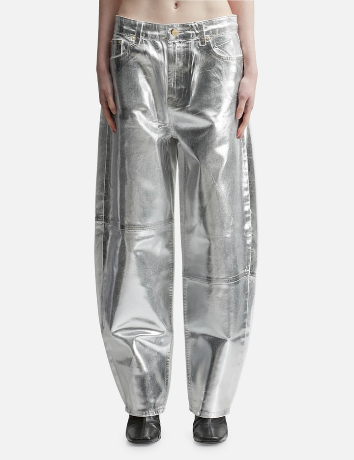 Ganni Silver Foil Stary Jeans In White