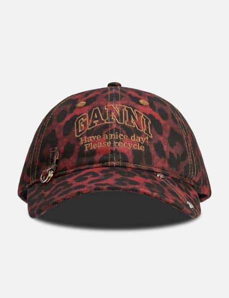 Ganni Red Leopard Cap