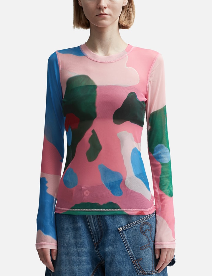 Shop Jw Anderson Long Sleeve Mesh Top In Multicolor