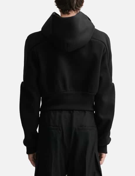 Rick Owens Cropped Hooded Flight jacket - Black virgin wool 
