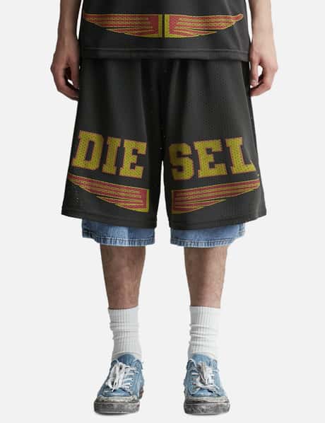 Diesel - P-Ecky Wide-Leg Shorts In Jersey, Mesh And Denim | HBX