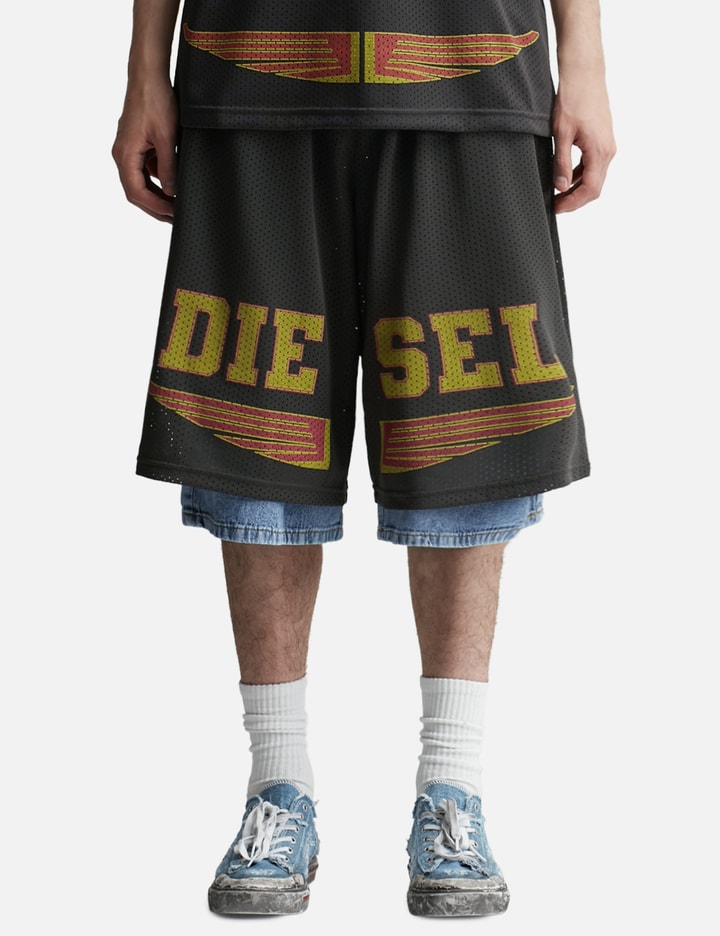 P-Ecky Wide-leg shorts in jersey, mesh and denim Placeholder Image