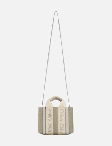 Chloé Mini Woody Tote Bag In Linen & Leather