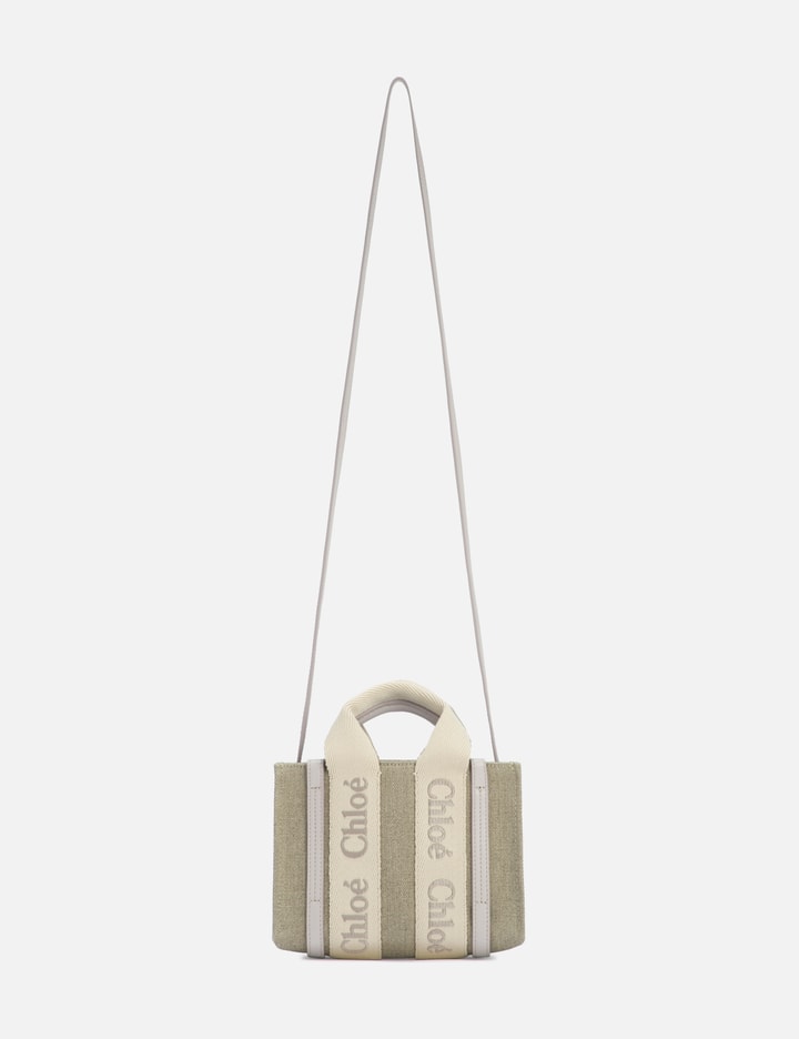 Mini Woody Tote Bag In Linen & Leather Placeholder Image