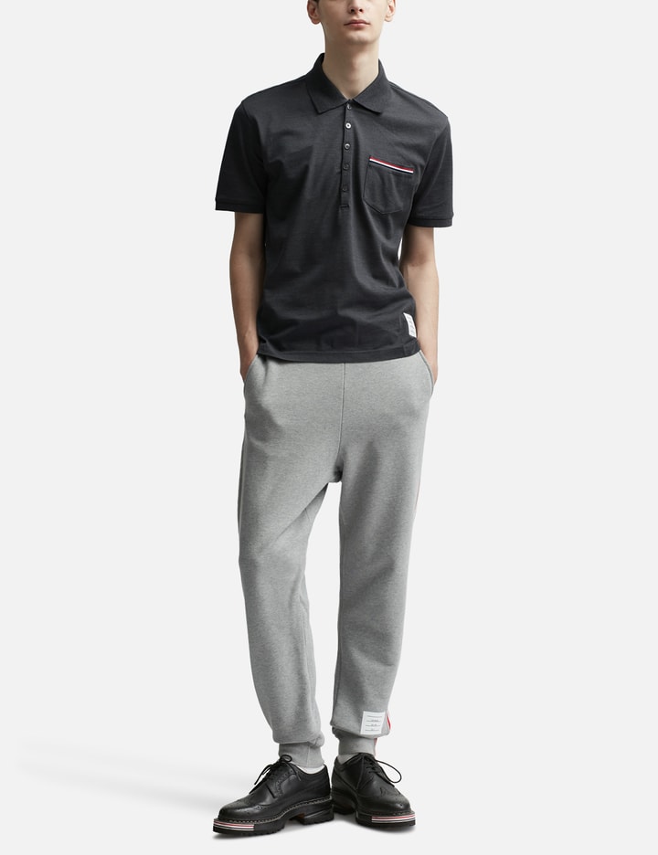 Thom Browne Collar Polo Shirt With Patch Pocket In Grey