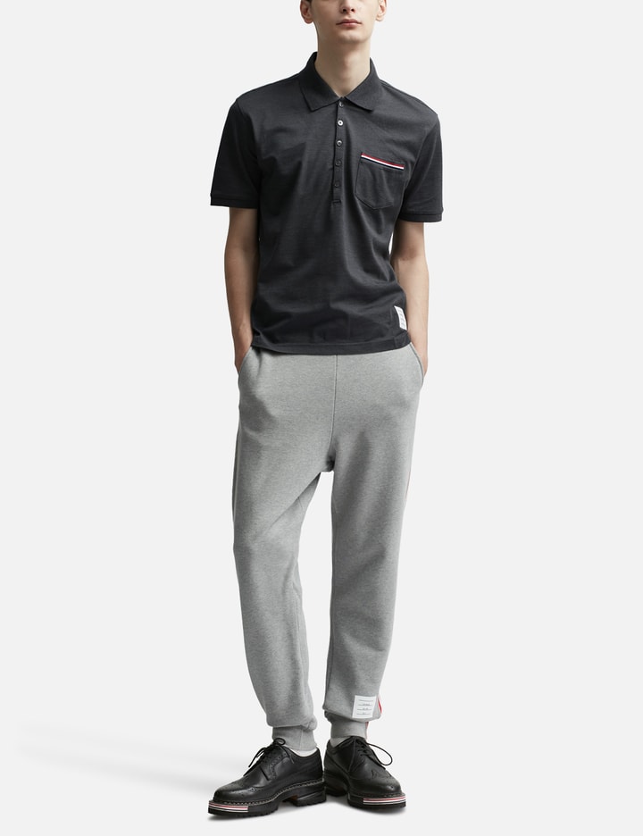 Shop Thom Browne Pique Pocket Polo In Grey