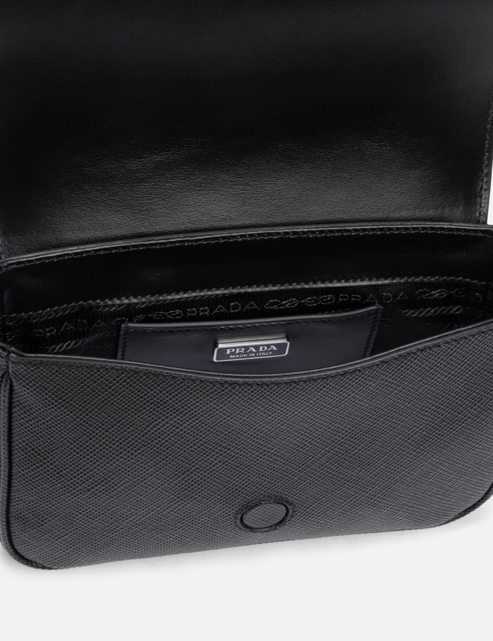 Shop Prada Saffiano Cuir Flap Crossbody Bag In Black