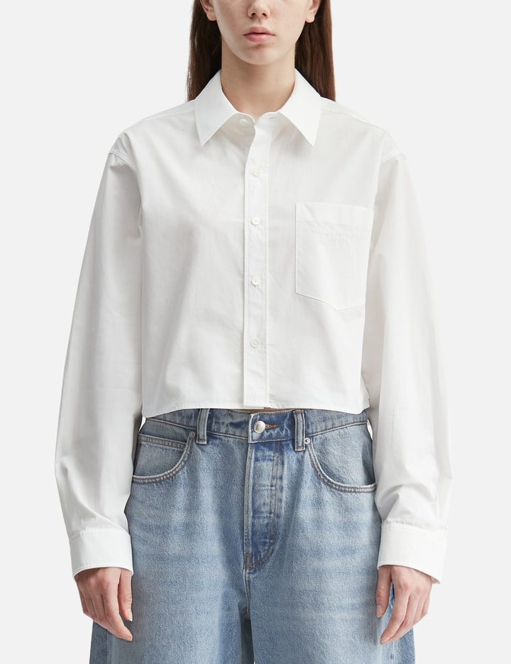 Embroidered Logo Cropped Shirt view 3