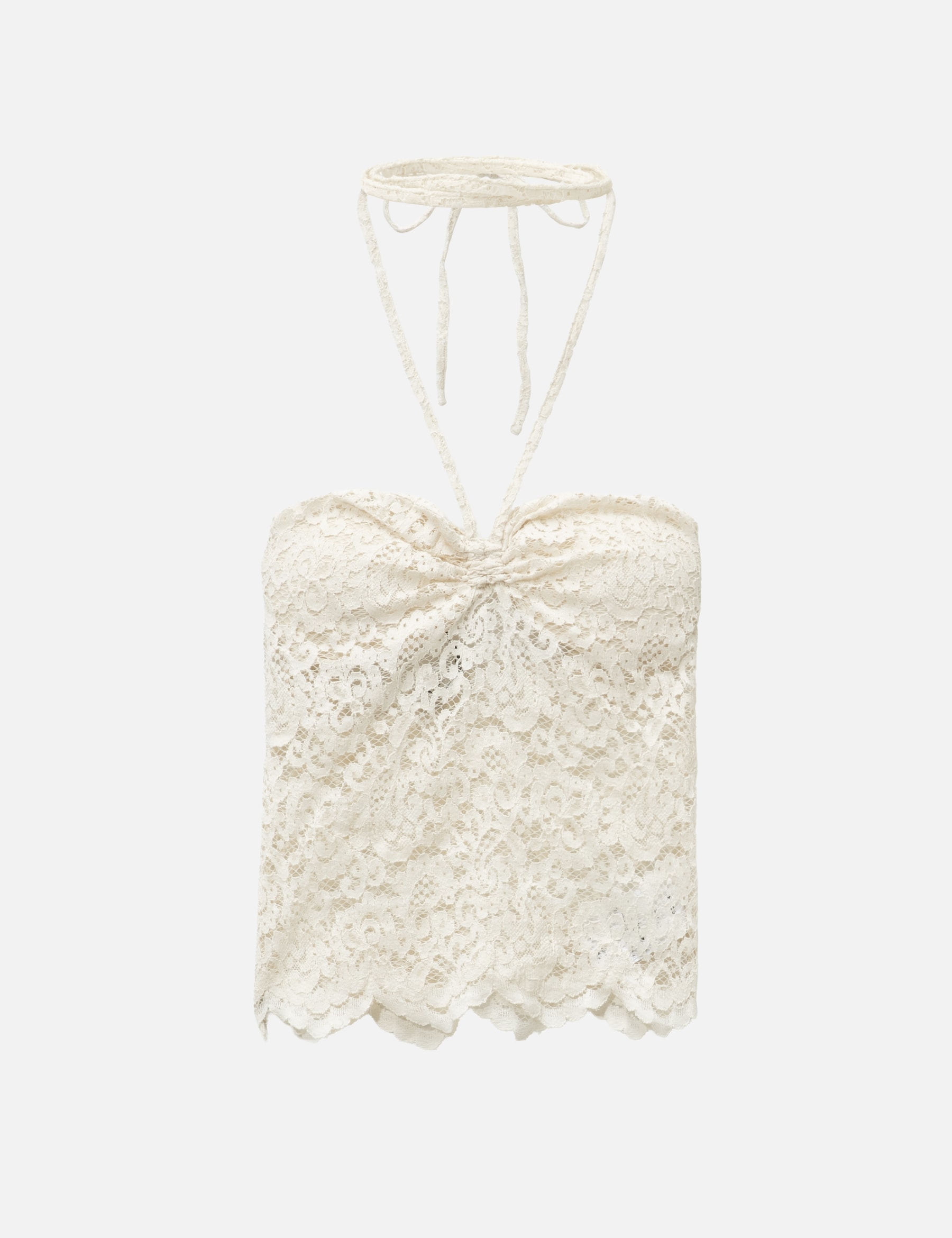 White Lace Halter Neck Top view 16