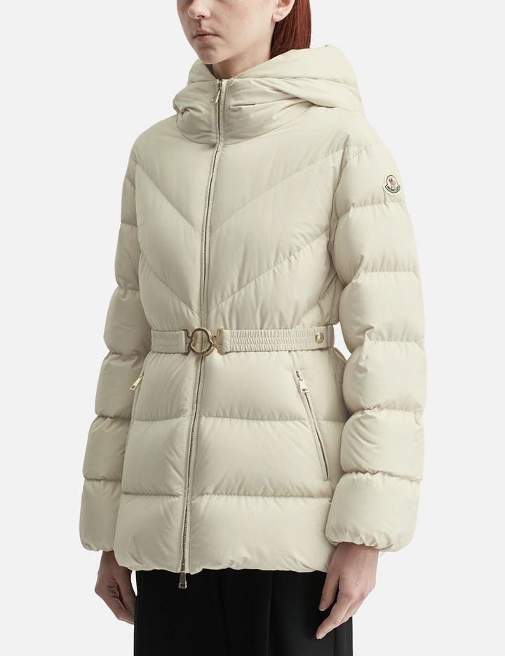Moncler Brosse Diagonal-quilted Hooded Short Down Jacket In Neutral
