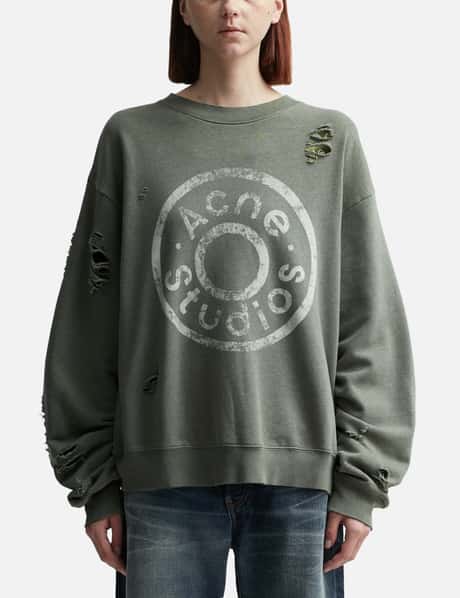 Acne Studios Logo Print Distressed Sweater