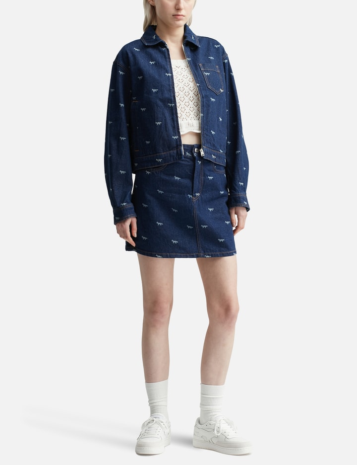 Zipped Cropped Denim Jacket Placeholder Image