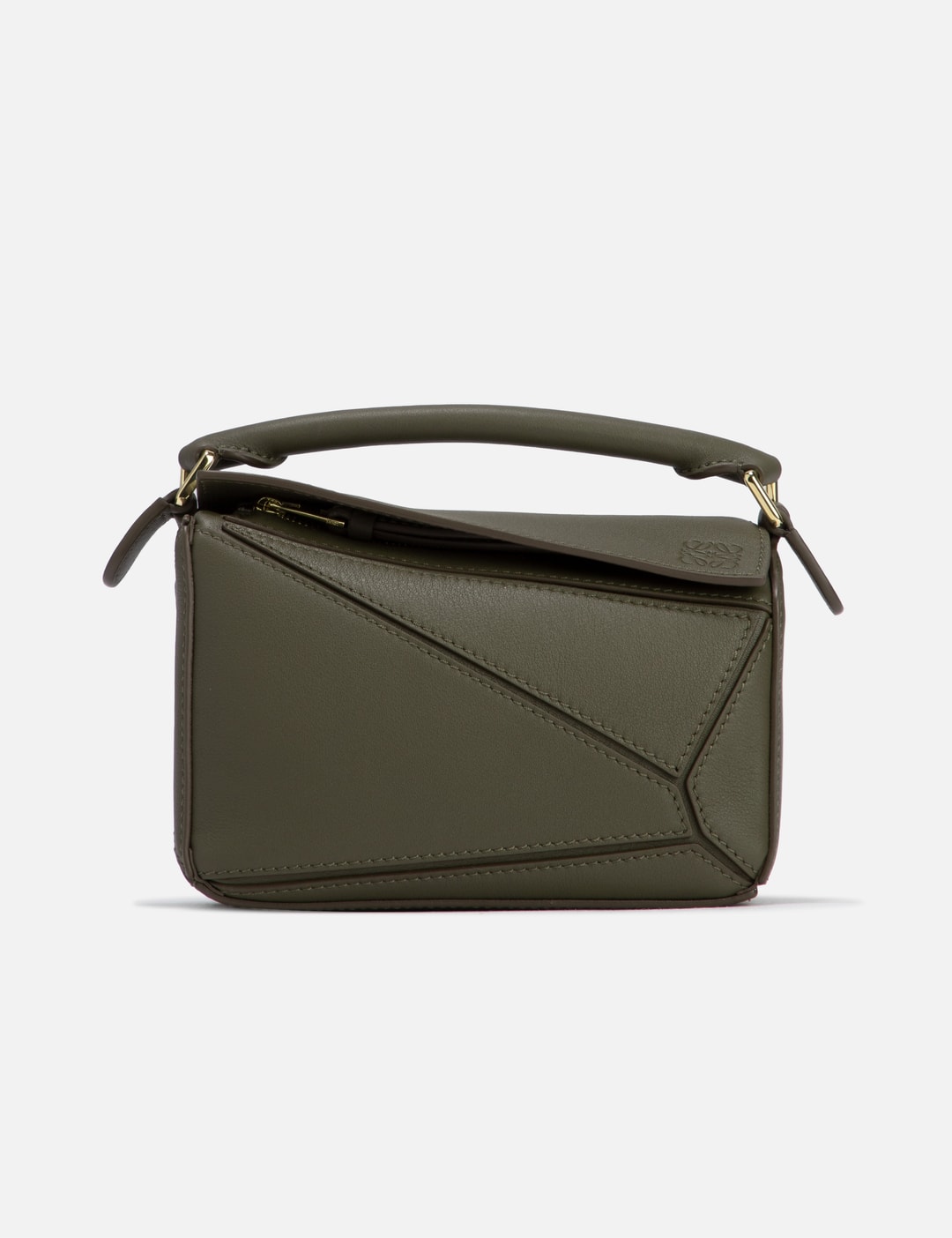 Loewe Small Puzzle Bag Patchwork Calfskin In Apricot/Green