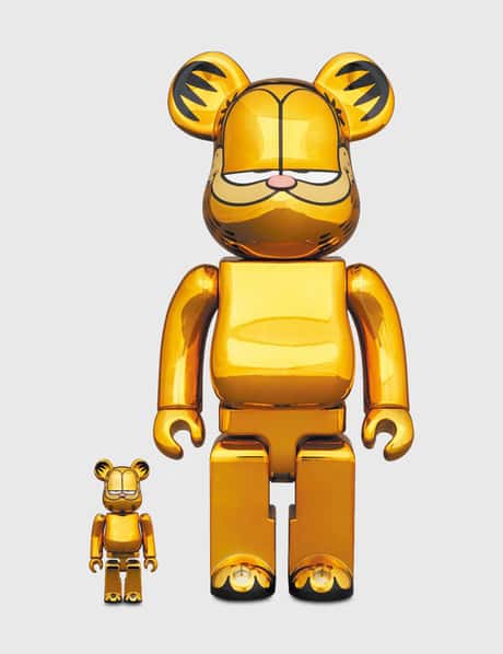 Medicom Toy Be@rbrick Garfield Gold Chrome Ver. 100% & 400%