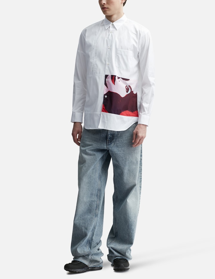 Shop Cdg Shirt Elizabeth Taylor Collage Long Sleeve Shirt In White