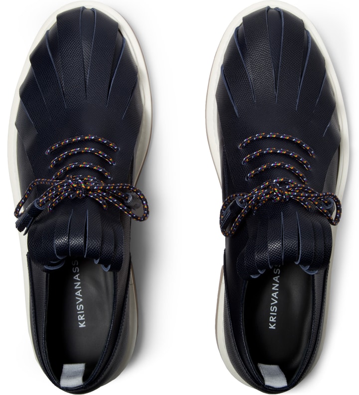 Navy Fringed Tongue Derby Shoes Placeholder Image