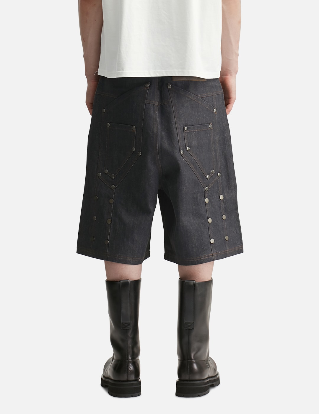 "Rexel" Waxed Double Knee Work Jorts In Japanese Raw Blue Denim view 13