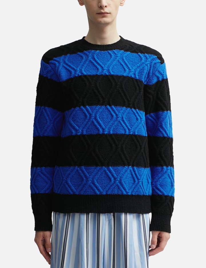 BLOCK STRIPED CREW NECK SWEATER Placeholder Image