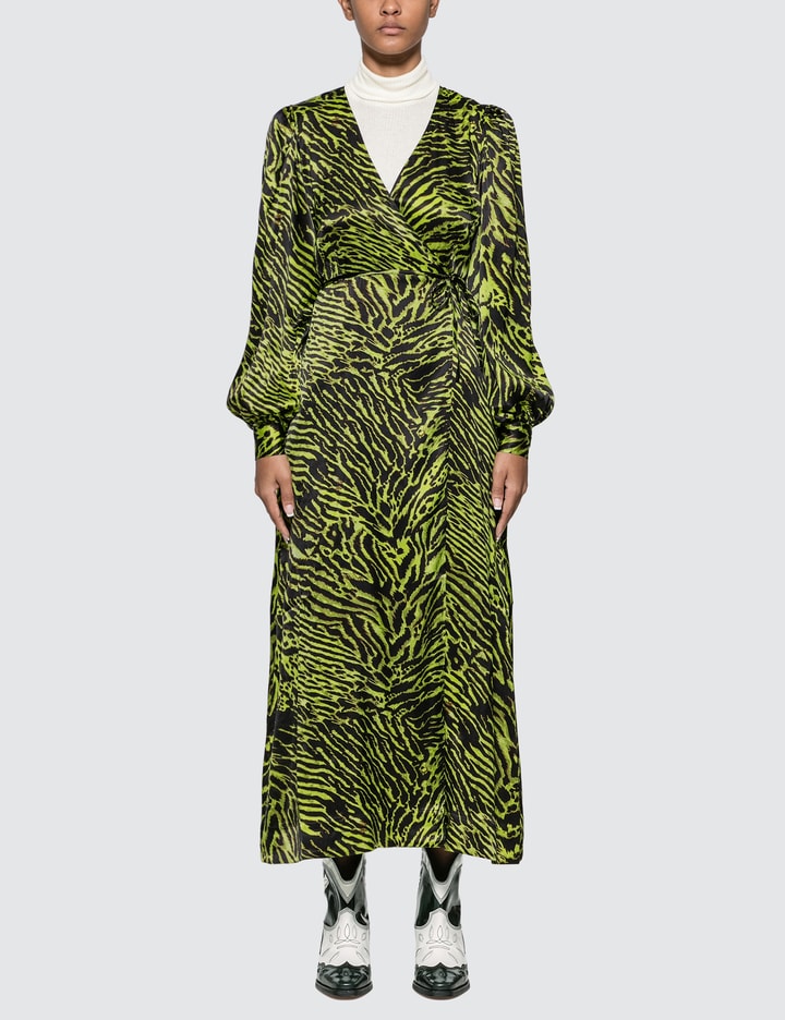 Ganni - Silk Strech Satin Wrap Dress | HBX Ganni - Silk Strech Satin Wrap Dress | HBX
