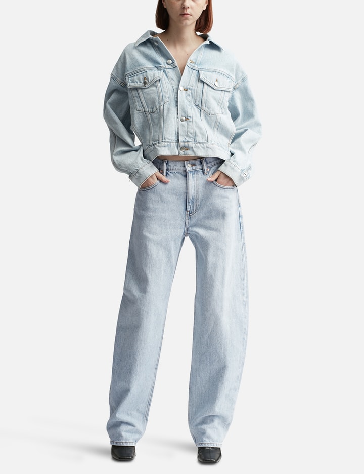 Zipped Back Slit Wide-leg Jeans In Denim Placeholder Image