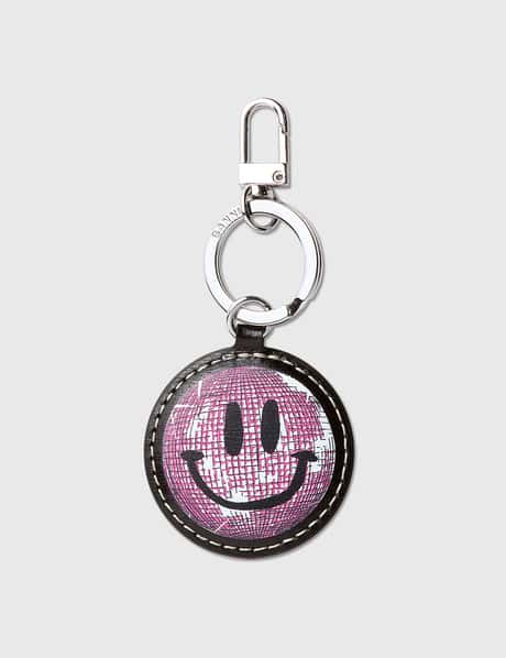 Ganni Banner Smiley Glitter Keychain