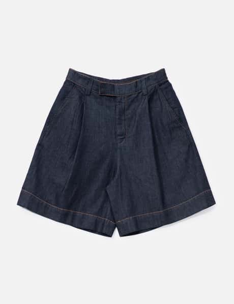 Light Denim Pleated Shorts view 6