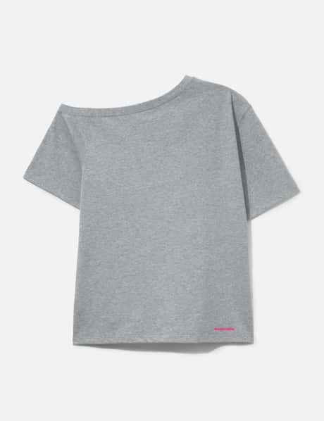 Gray Squirrel Printed One-Shoulder Short Sleeve T-Shirt view 8