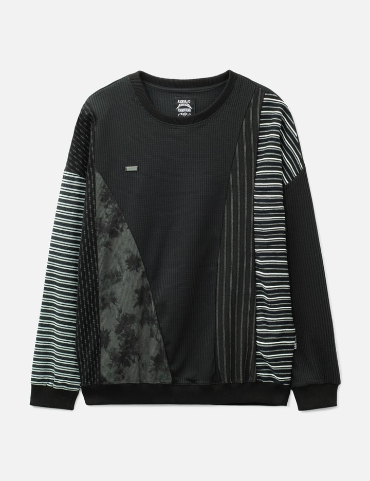 AJOBYAJO Mixed Fabric Panel Sweatshirt
