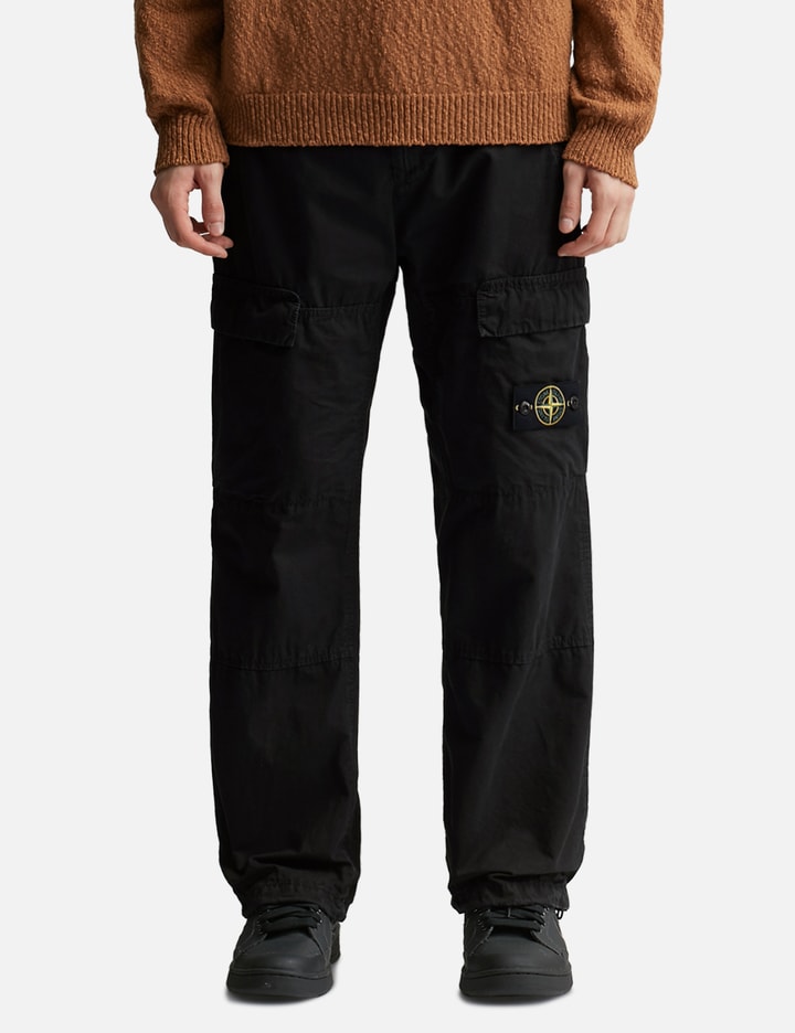 Shop Stone Island 'old' Treatment Cargo Pants In Black