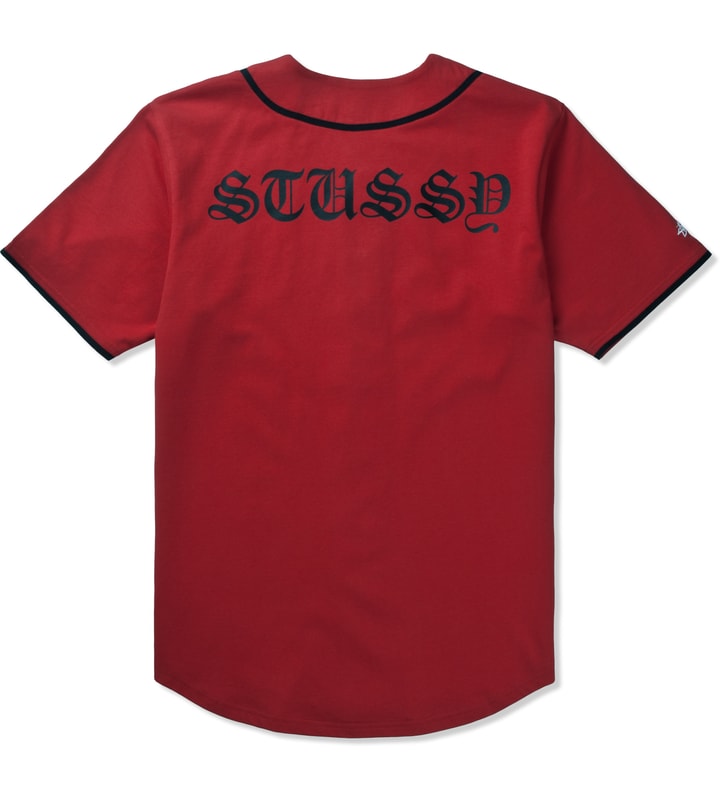 Stüssy Red S Baseball Jersey Shirt