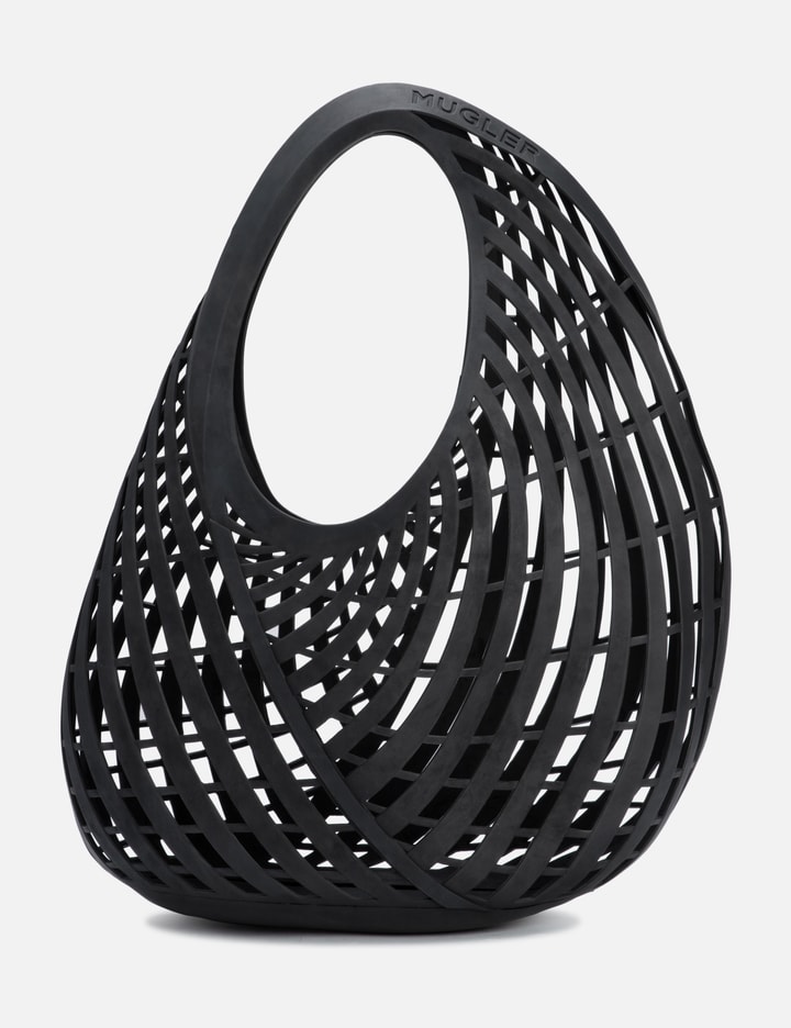Shop Mugler Cut-out Net Spiral Shoulder Bag In Black