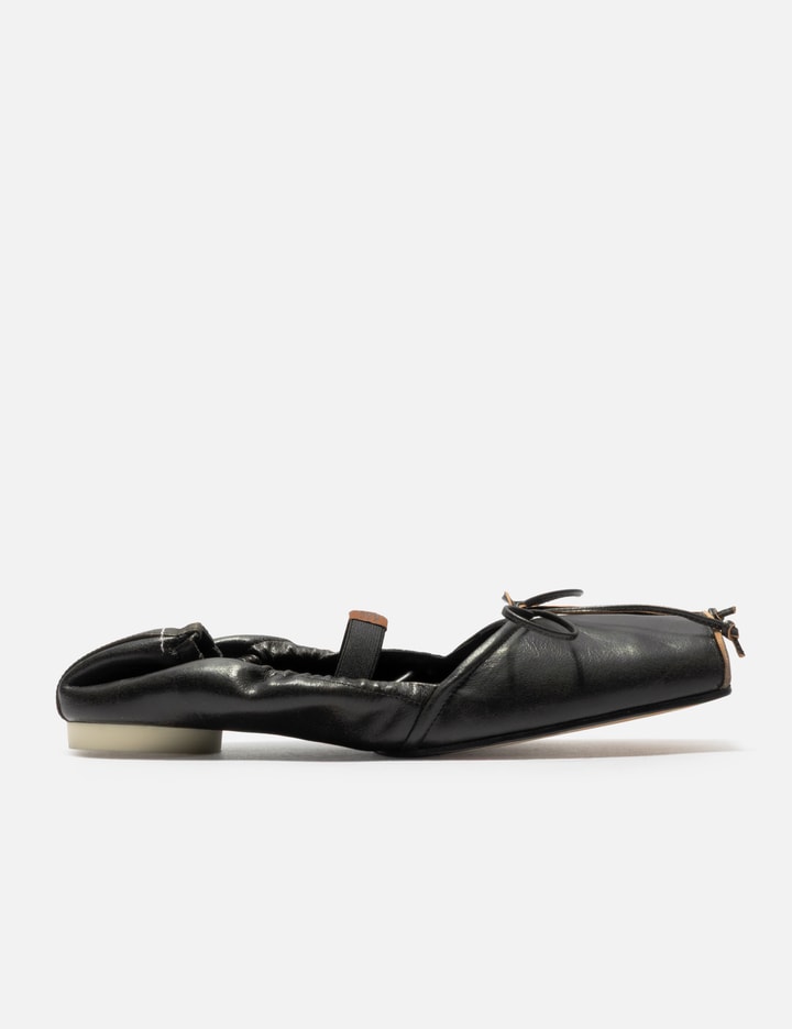 MM6 Maison Margiela Square-Toe Leather Ballerina Shoes
