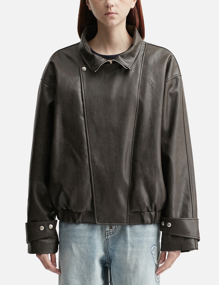 Deinet Faux Leather Bomber Jacket In Brown