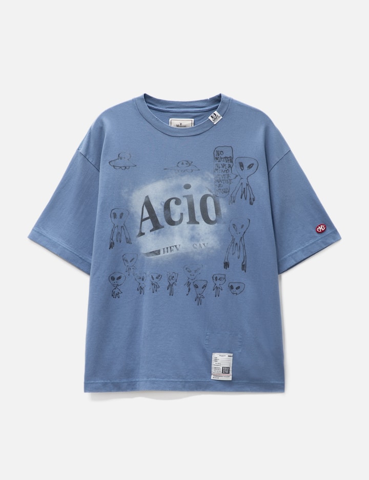 Miharayasuhiro Distressed Acid  Printed T-shirt In Blue