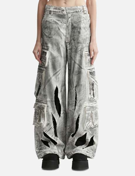 FINE CHAOS Waxed White Cargo Trousers