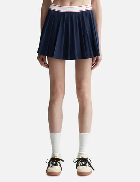 Sporty & Rich Serif Logo Pleated Skirt