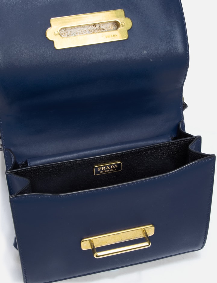 Shop Prada Cahier Leather Bag In Blue
