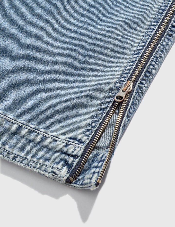 Washed Blue Zipper Wide Leg Jeans Placeholder Image