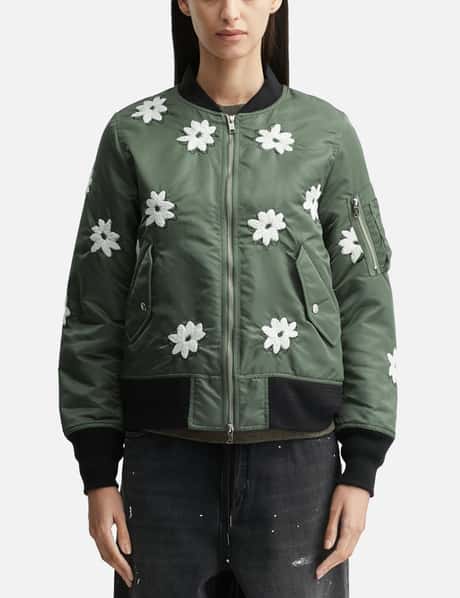 NÒMARHYTHM TEXTILE Flower Embroidery Flight Jacket
