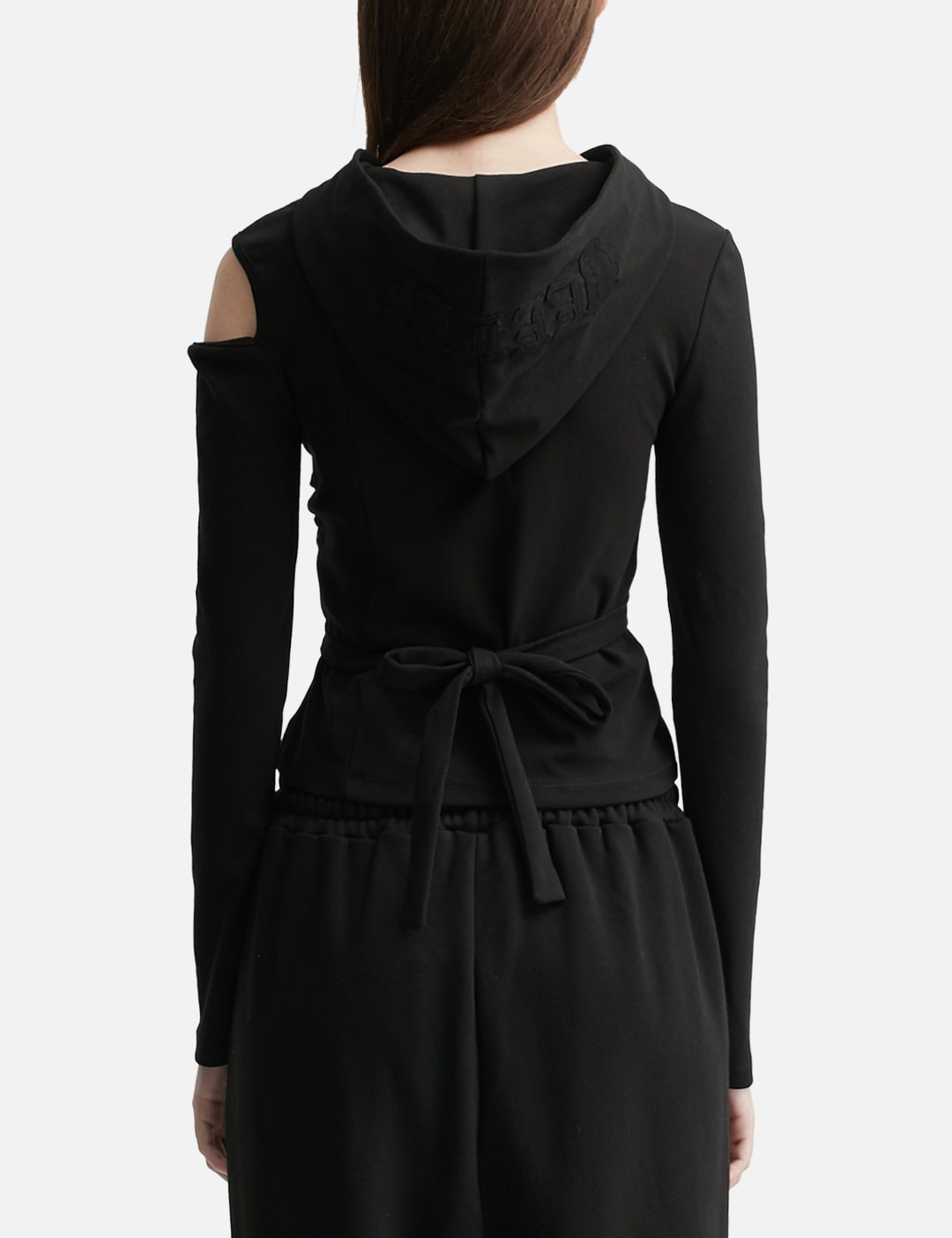 Strap Hooded Long Sleeve Top Black view 10
