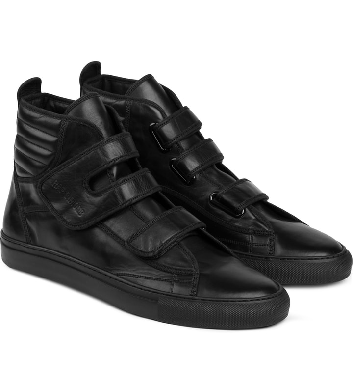 Raf - Black Velcro High-Top Sneakers HBX Globally Curated and Lifestyle by Hypebeast