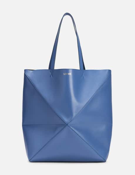 Loewe Large Puzzle Fold Tote In Shiny Calfskin