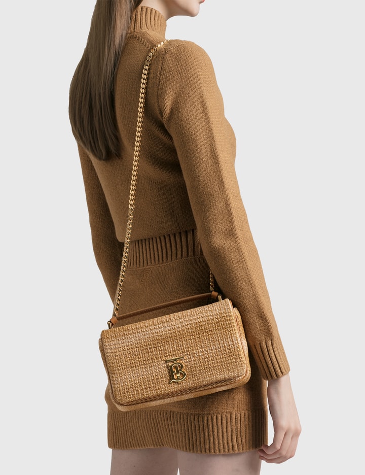 Shop Burberry Small Raffia-effect Lola Bag In Brown