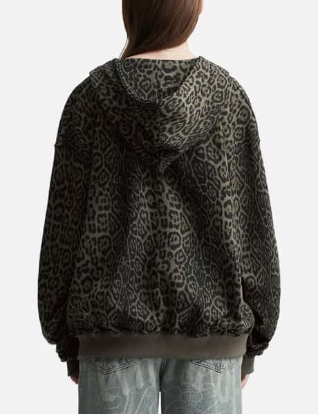 Studded Zip-Up Hoodie Oversized Leopard view 9