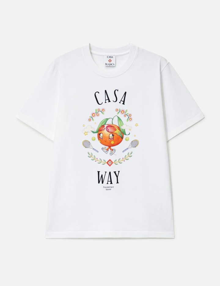 Casablanca Casa Way Orange Mascot Short Sleeve T-shirt In White