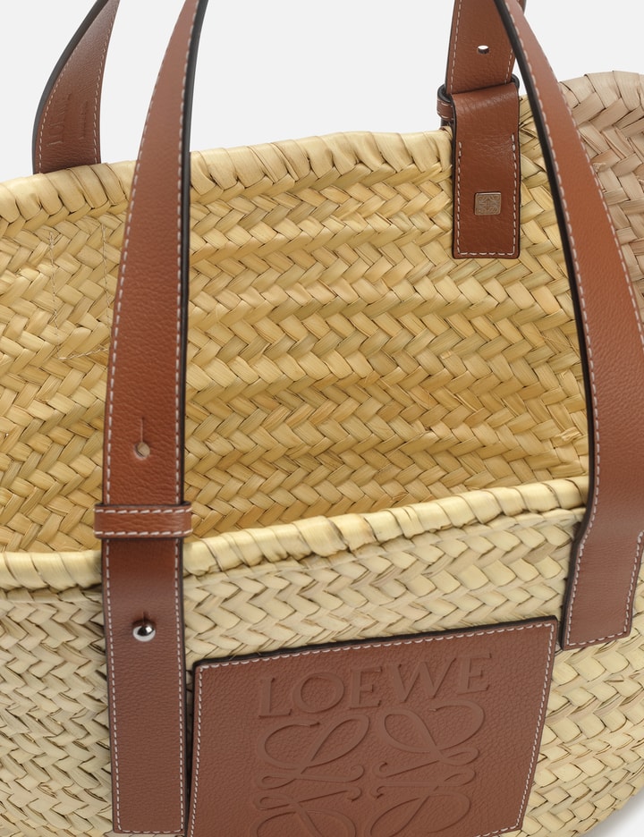 Small Basket bag in palm leaf and calfskin