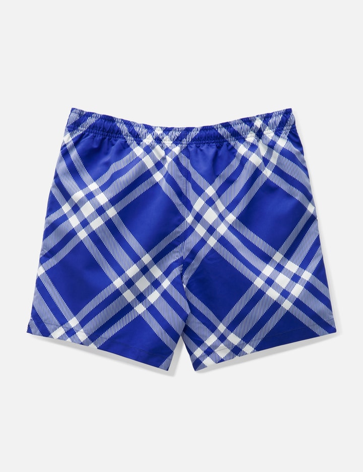 Shop Burberry Check Swim Shorts In Blue